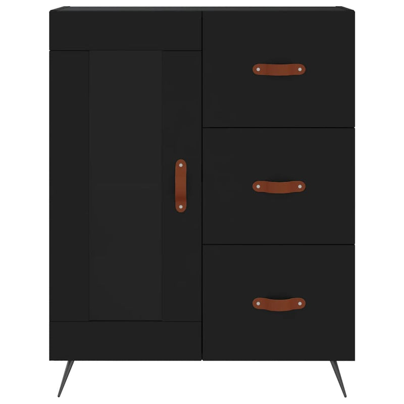 Highboard svart 69,5x34x180 cm konstruert tre