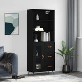 Highboard svart 69,5x34x180 cm konstruert tre