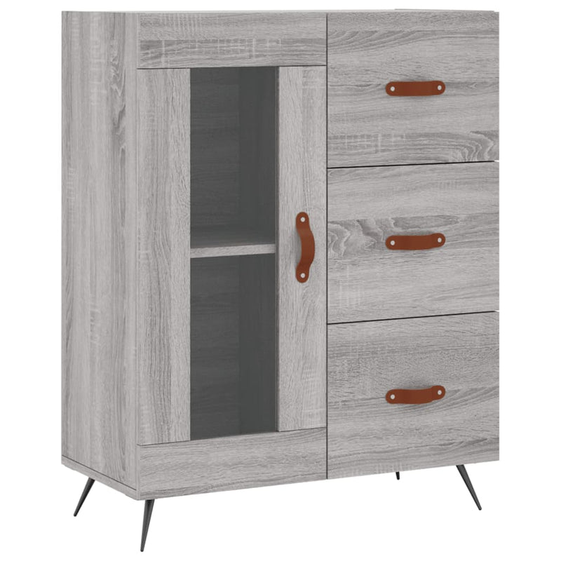 Highboard grå sonoma 69,5x34x180 cm konstruert tre