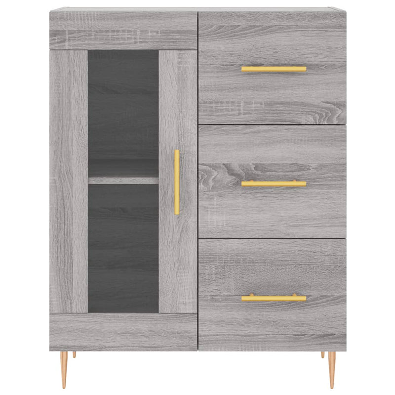 Highboard grå sonoma 69,5x34x180 cm konstruert tre