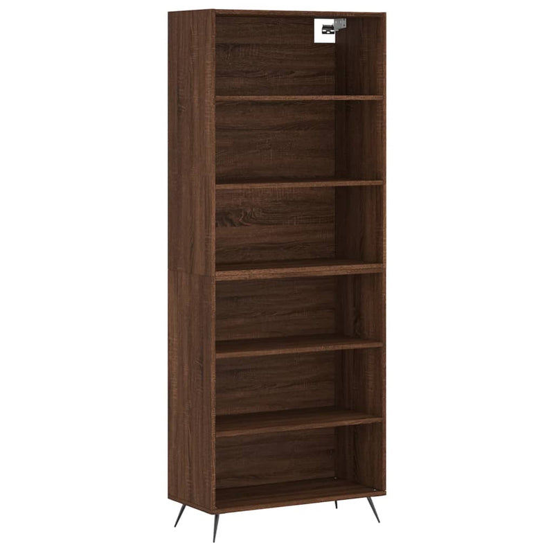 Highboard brun eik 69,5x32,5x180 cm konstruert tre