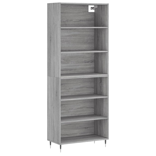 Highboard grå sonoma 69,5x32,5x180 cm konstruert tre