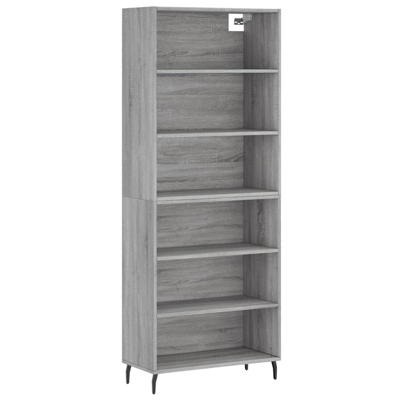 Highboard grå sonoma 69,5x32,5x180 cm konstruert tre