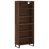 Highboard brun eik 69,5x32,5x180 cm konstruert tre