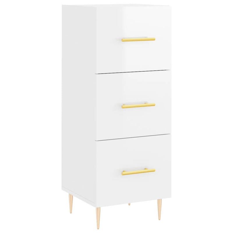 Highboard høyglans hvit 34,5x34x180 cm konstruert tre