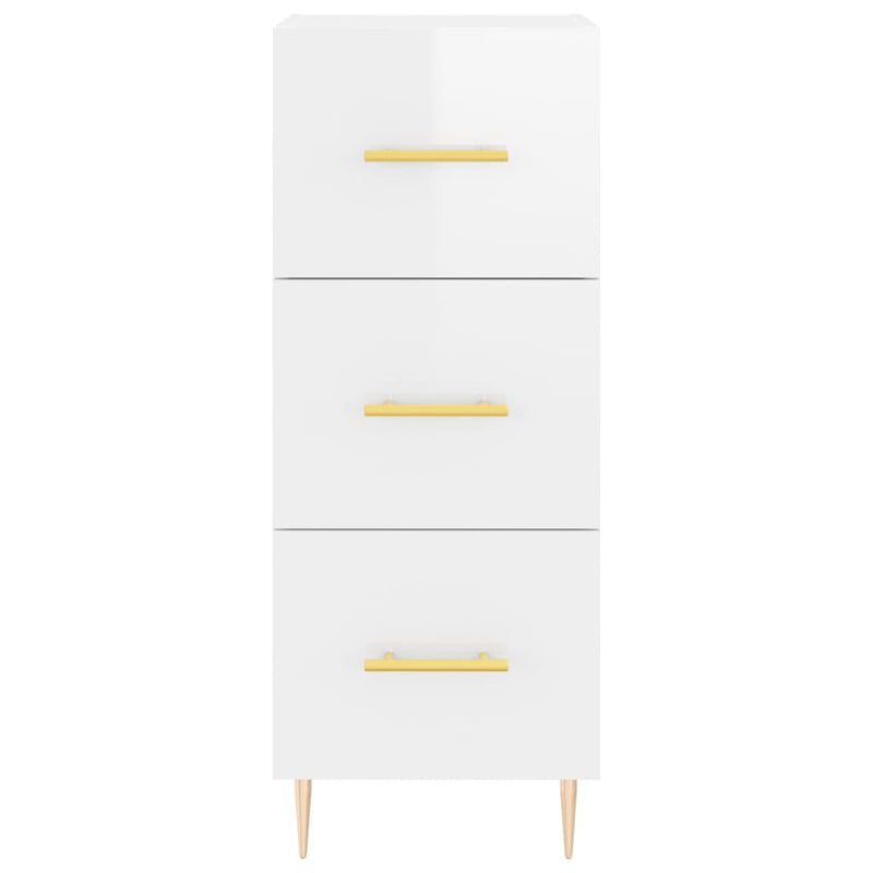 Highboard høyglans hvit 34,5x34x180 cm konstruert tre