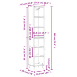 Highboard hvit 34,5x32,5x180 cm konstruert tre