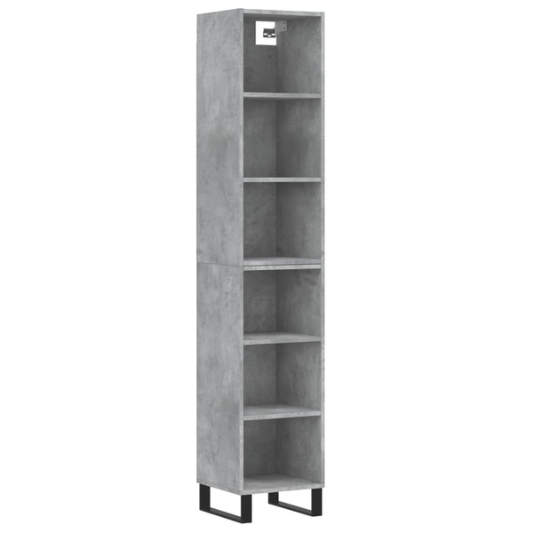 Highboard betonggrå 34,5x32,5x180 cm konstruert tre