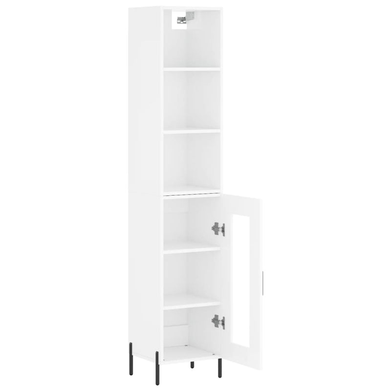 Highboard høyglans hvit 34,5x34x180 cm konstruert tre