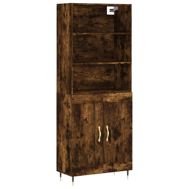 Highboard røkt eik 69,5x34x180 cm konstruert tre