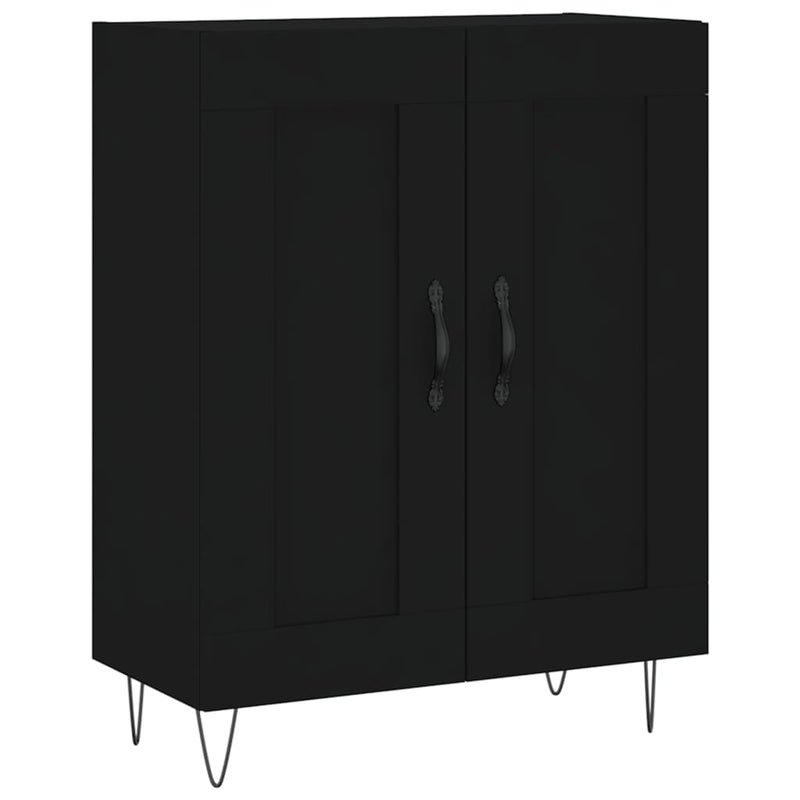 Highboard svart 69,5x34x180 cm konstruert tre