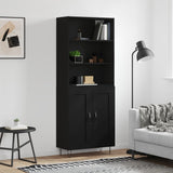 Highboard svart 69,5x34x180 cm konstruert tre