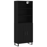 Highboard svart 69,5x34x180 cm konstruert tre