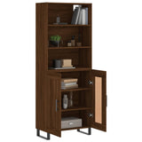 Highboard brun eik 69,5x34x180 cm konstruert tre