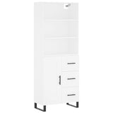 Highboard hvit 69,5x34x180 cm konstruert tre