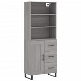 Highboard grå sonoma 69,5x34x180 cm konstruert tre