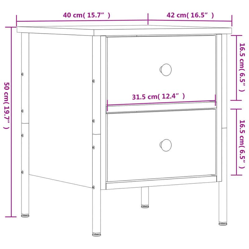 Nattbord grå sonoma 40x42x50 cm konstruert tre