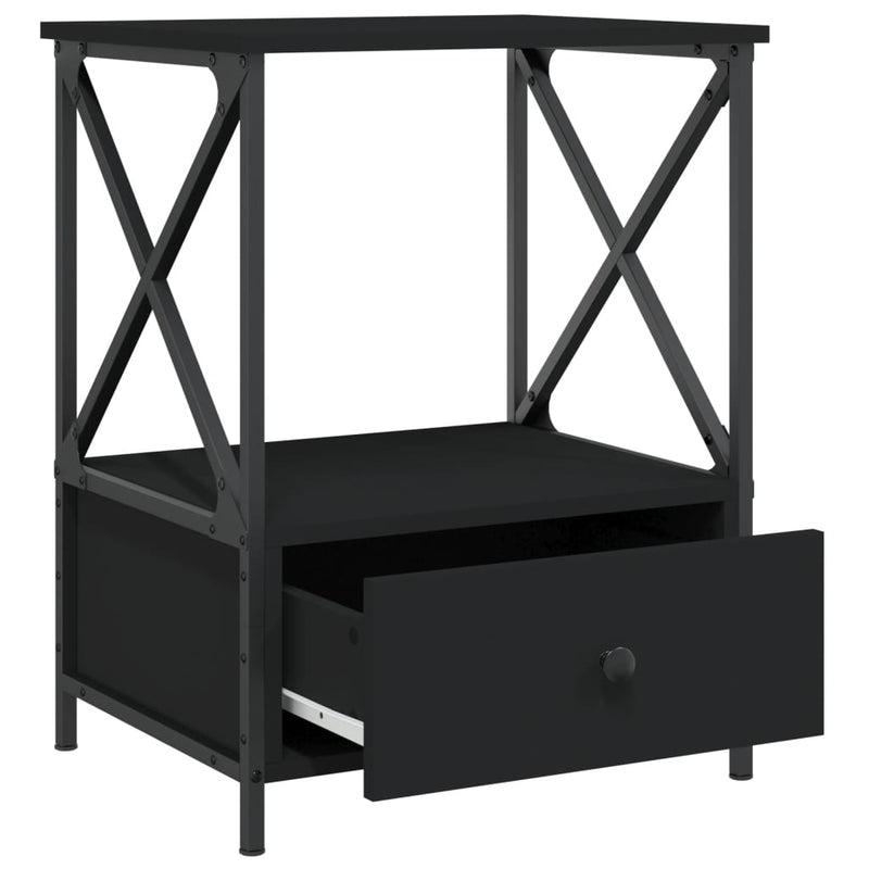 Nattbord svart 50x41x65 cm konstruert tre