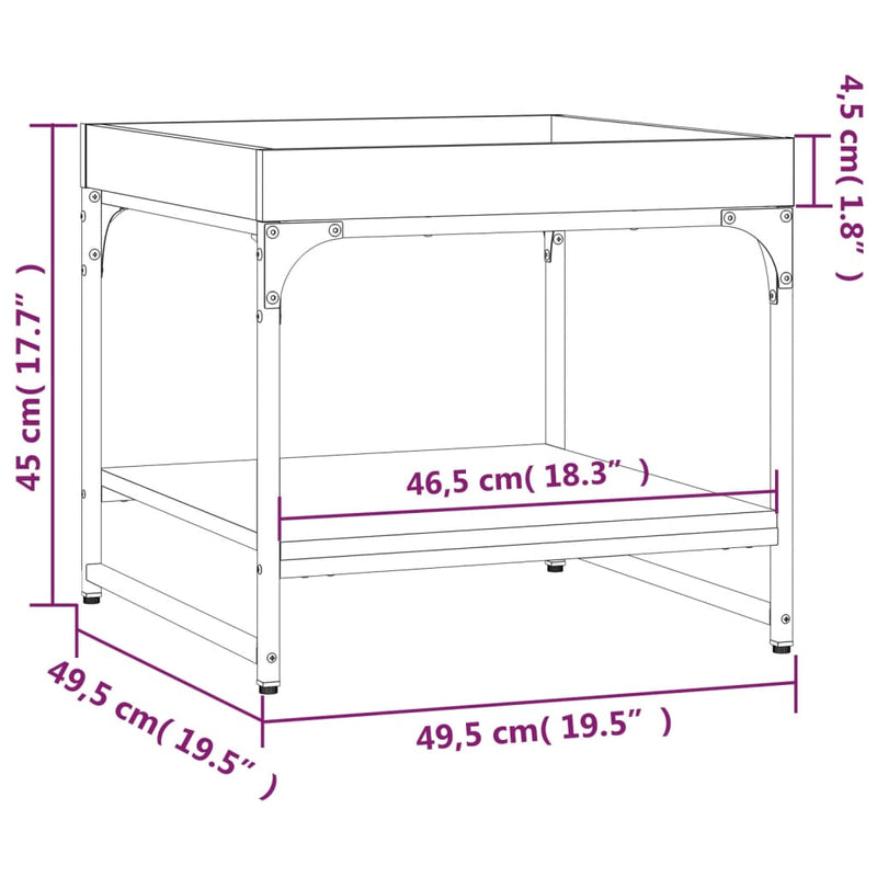 Salongbord brun eik 49,5x49,5x45 cm konstruert tre