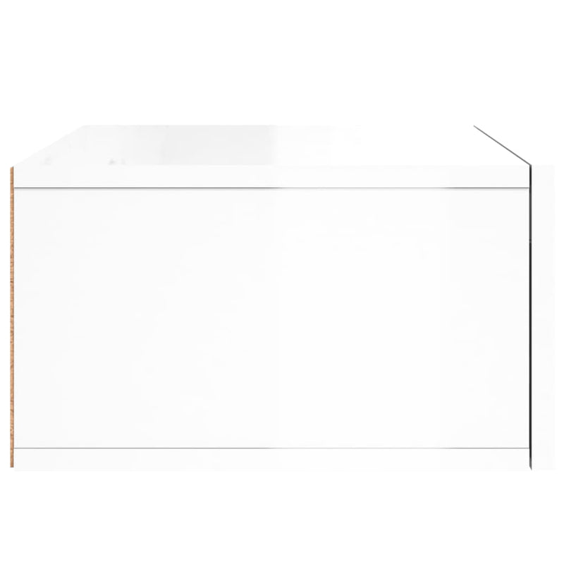 Veggmontert nattbord høyglans hvit 35x35x20 cm