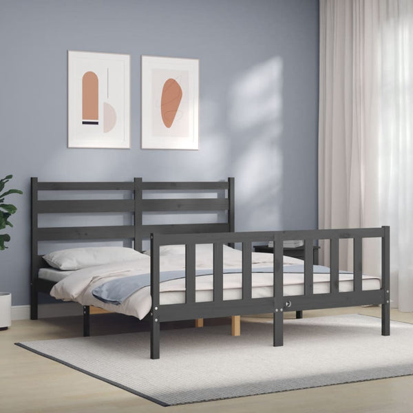 Sengeramme med hodegavl grå 5FT King Size heltre