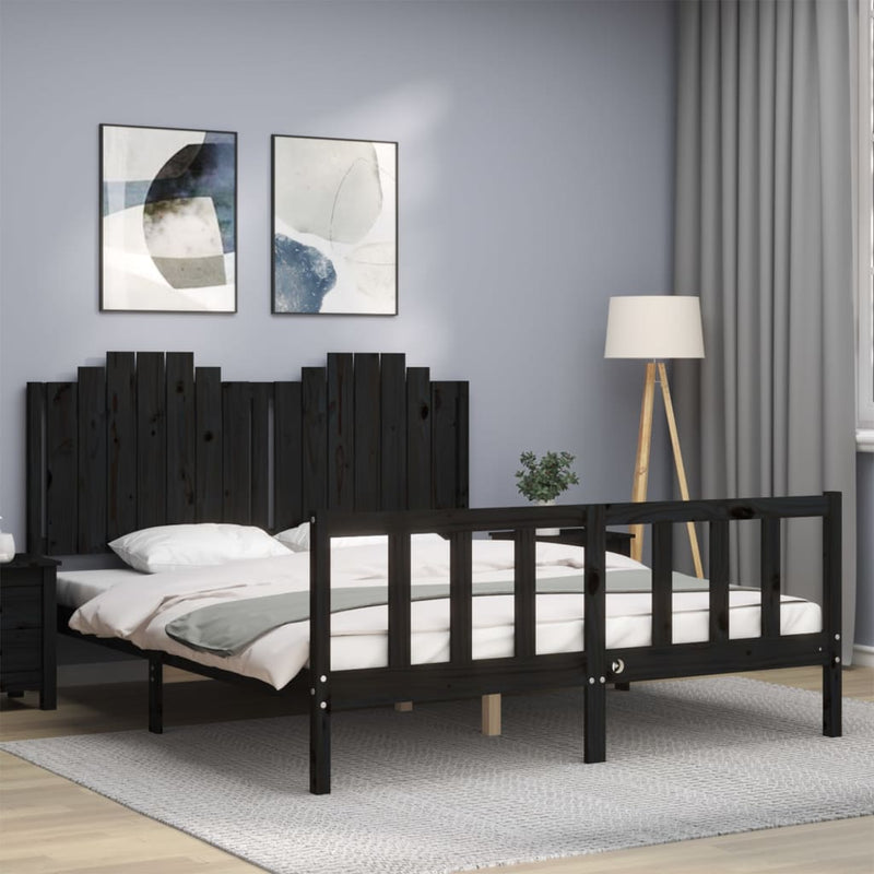 Sengeramme med hodegavl svart 5FT King Size heltre