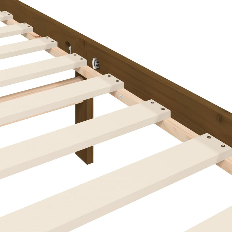 Sengeramme med hodegavl honningbrun 200x200 cm heltre