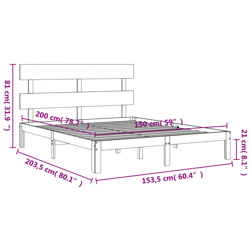 Sengeramme med hodegavl 5FT King Size heltre