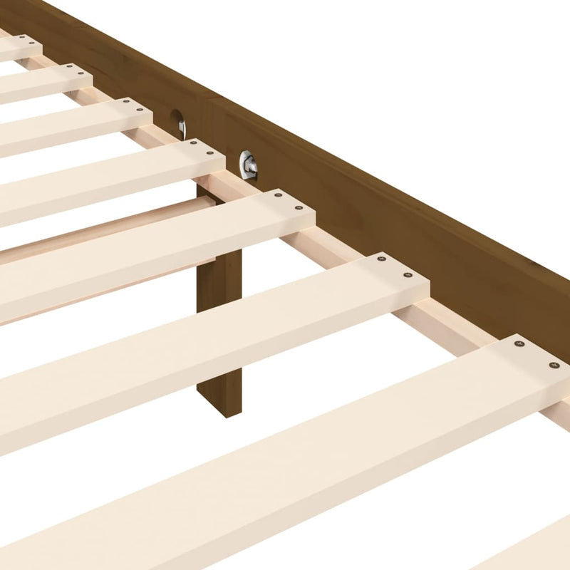 Sengeramme med hodegavl honningbrun 200x200 cm heltre