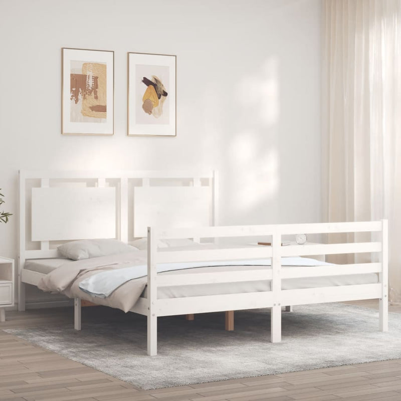 Sengeramme med hodegavl hvit 5FT King Size heltre