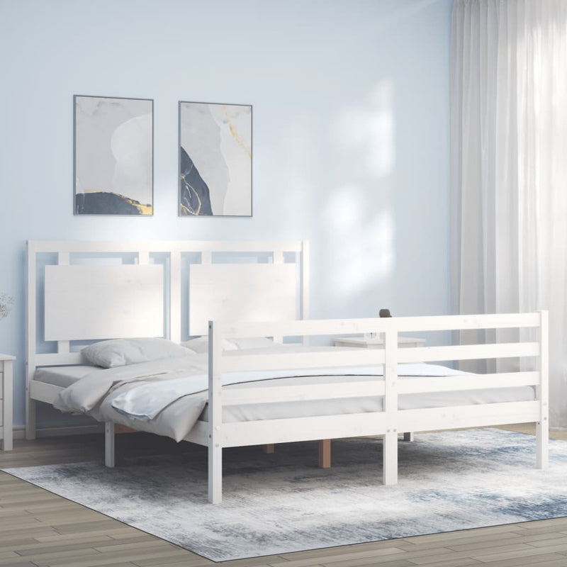 Sengeramme med hodegavl hvit 5FT King Size heltre