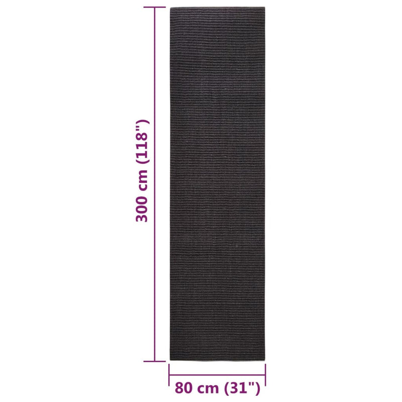 Sisalteppe for klorestolpe svart 80x300 cm
