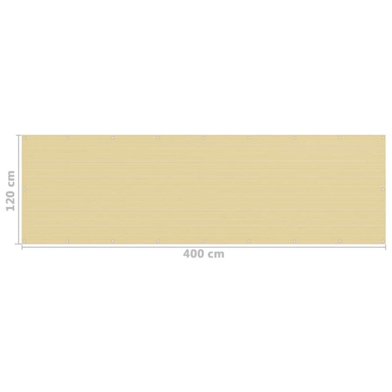 Balkongskjerm beige 120x400 cm HDPE
