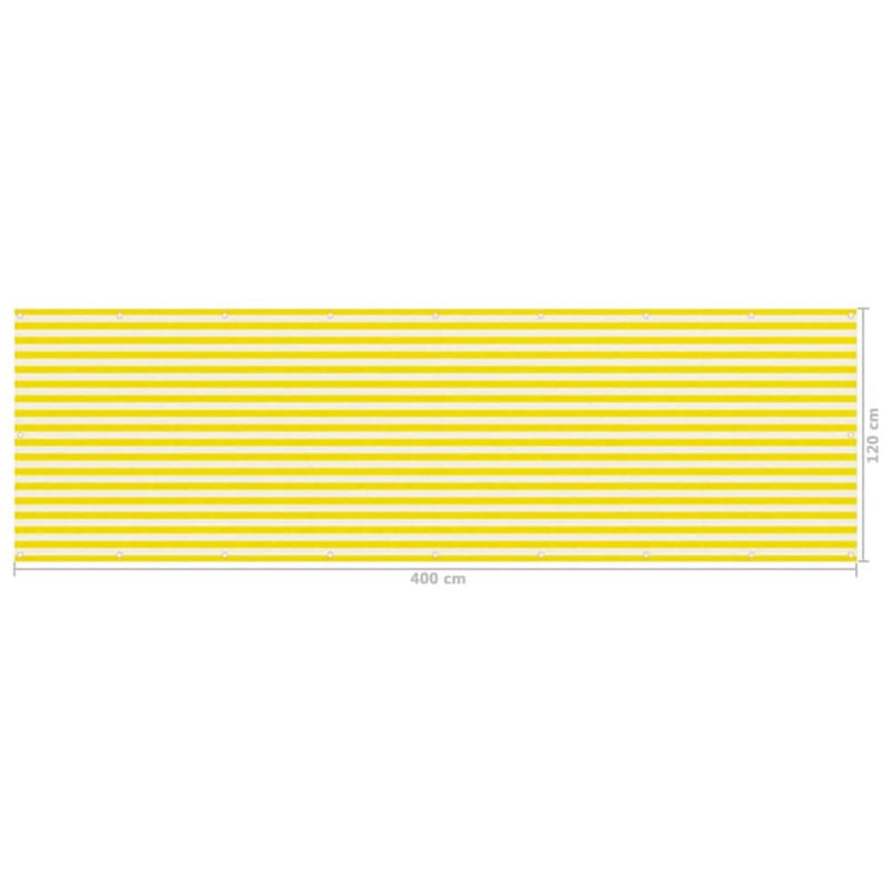 Balkongskjerm gul og hvit 120x400 cm HDPE