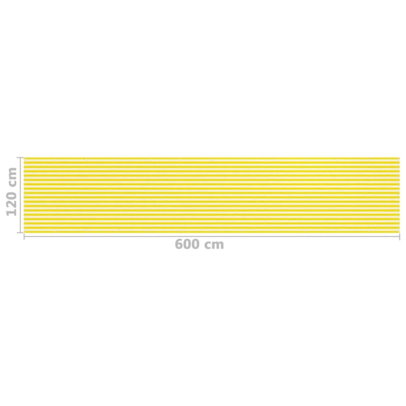 Balkongskjerm gul og hvit 120x600 cm HDPE