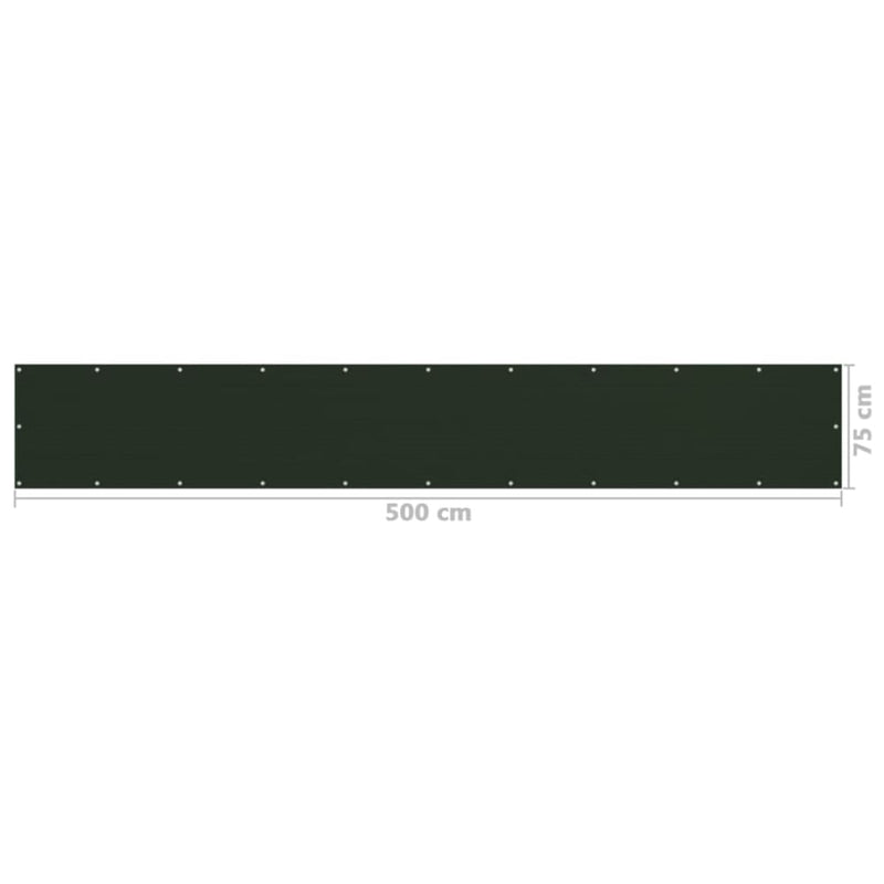 Balkongskjerm mørkegrønn 75x500 cm HDPE