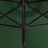 Dobbel parasoll med stålstolpe grønn 600 cm