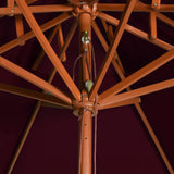 Dobbel parasoll med trestang 270 cm vinrød