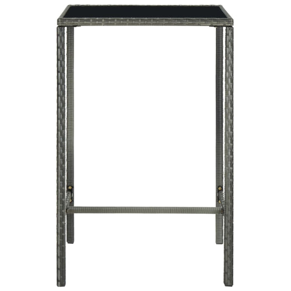 Hagebarbord grå 70x70x110 cm polyrotting og glass
