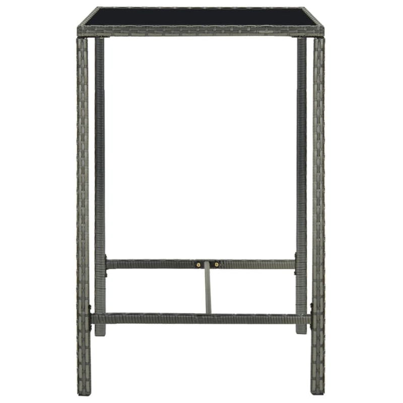 Hagebarbord grå 70x70x110 cm polyrotting og glass