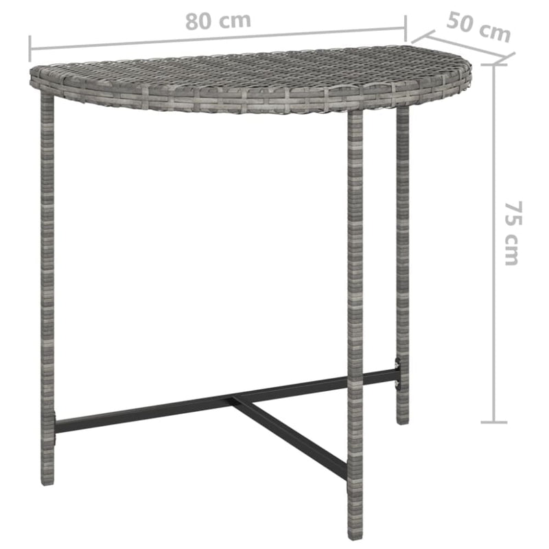 Hagebord grå 80x50x75 cm polyrotting