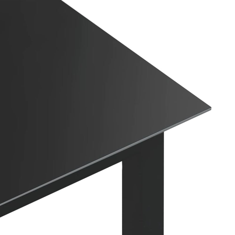 Hagebord svart 190x90x74 cm aluminium og glass