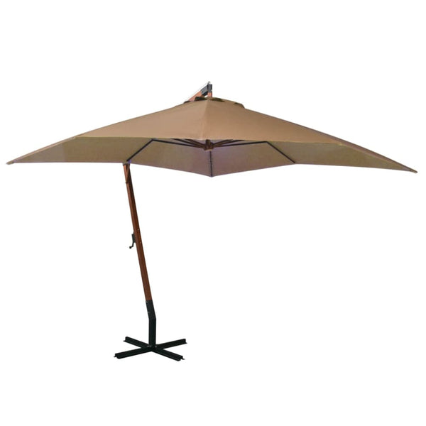 Hengende parasoll med stolpe gråbrun 3x3 m heltre gran