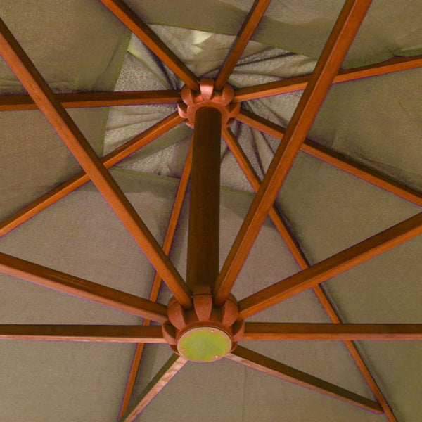 Hengende parasoll med stolpe gråbrun 3x3 m heltre gran