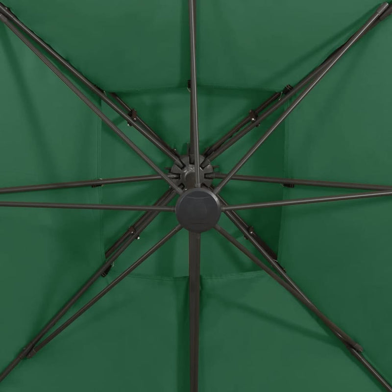 Hengeparasoll med dobbel topp 300x300 cm grønn