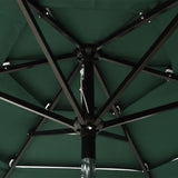 Parasoll med aluminiumsstang 3 nivåer 2 m grønn