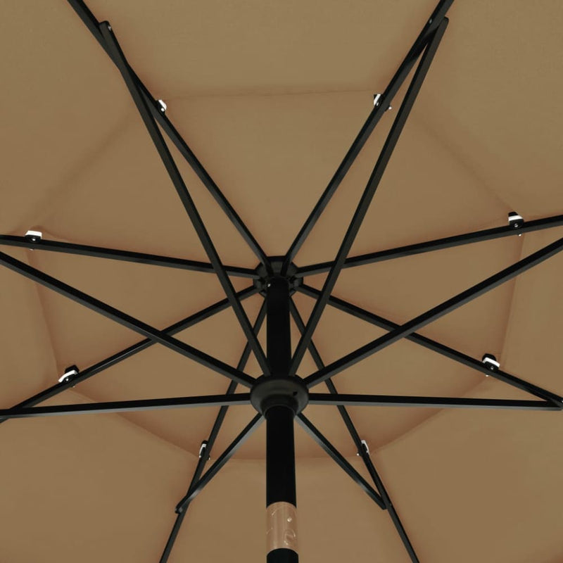 Parasoll med aluminiumsstang 3 nivåer 3,5 m gråbrun