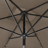 Parasoll med lysdioder og stålstang gråbrun 2x3 m