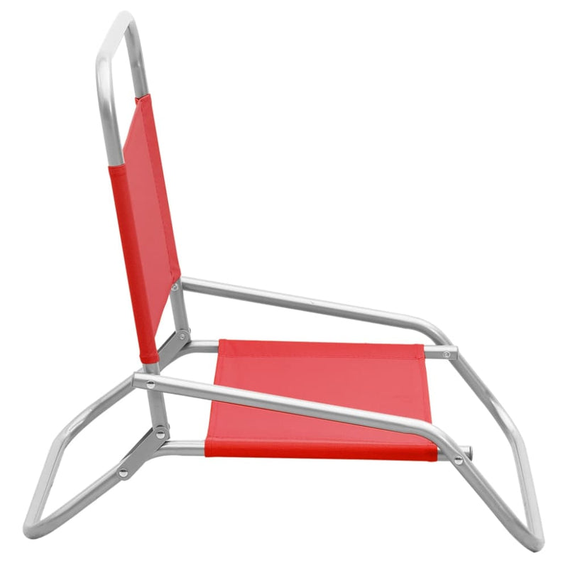 Sammenleggbare strandstoler 2 stk rød stoff