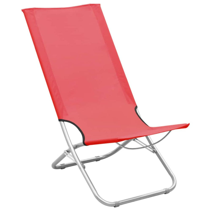 Sammenleggbare strandstoler 2 stk rød stoff